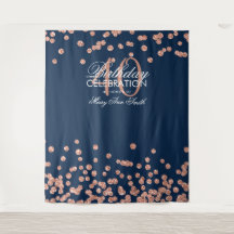 Hintergrund 40. Geburtstag Rose Gold Navy Confetti