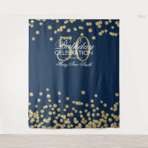 Hintergrund 50. Geburtstag Gold Navy Blue Confetti