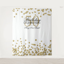 Hintergrund 50. Geburtstag Gold White Confetti Wandteppich