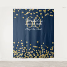 Hintergrund 60. Geburtstag Gold Navy Blue Confetti