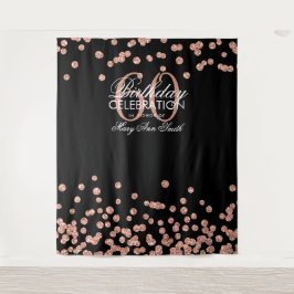 Hintergrund 60. Geburtstag Rose Gold Black Confett Wandteppich