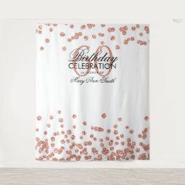 Hintergrund 60. Geburtstag Rose Gold White Confett Wandteppich