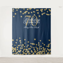 Hintergrund 70. Geburtstag Gold Navy Blue Confetti