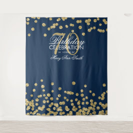 Hintergrund 70. Geburtstag Gold Navy Blue Confetti Wandteppich