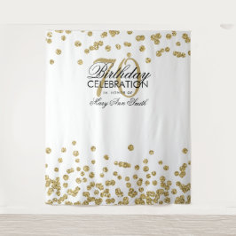 Hintergrund 70. Geburtstag Gold White Confetti Wandteppich