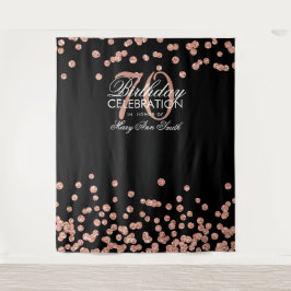 Hintergrund 70. Geburtstag Rose Gold Black Confett Wandteppich