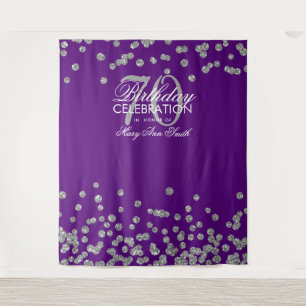 Hintergrund 70. Geburtstag Silver Lila Confetti Wandteppich