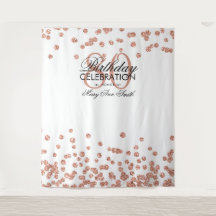 Hintergrund 80. Geburtstag Rose Gold White Confett