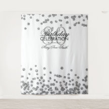 Hintergrund 80. Geburtstag Silver White Confetti