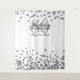 Hintergrund 80. Geburtstag Silver White Confetti Wandteppich