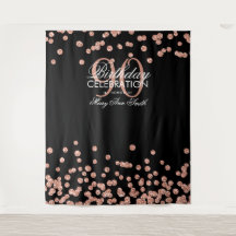 Hintergrund 90. Geburtstag Rose Gold Black Confett