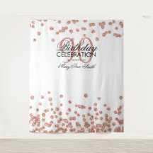 Hintergrund 90. Geburtstag Rose Gold White Confett