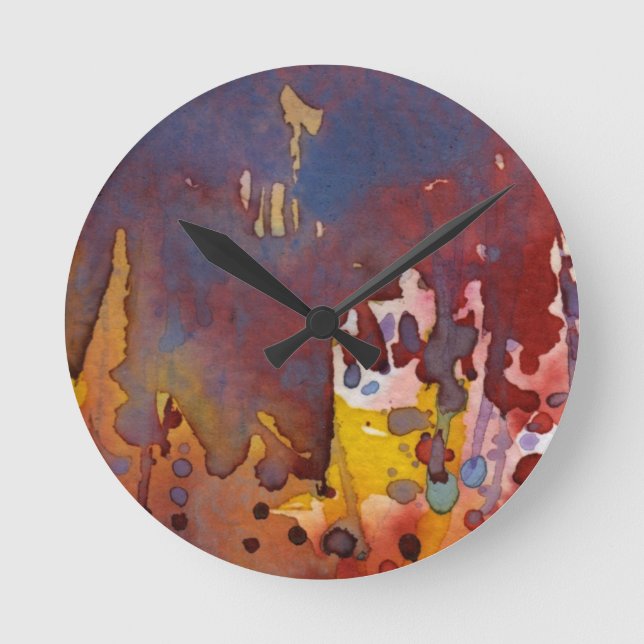 Hintergrund-Aquarell 8 Runde Wanduhr (Vorderseite)