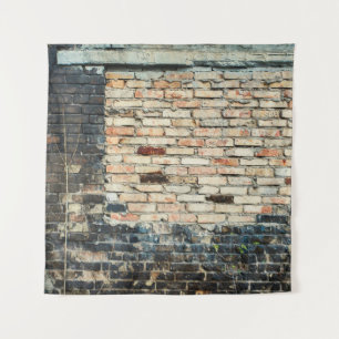 Hintergrund aus gemischter Backsteinwand. Vintage  Wandteppich