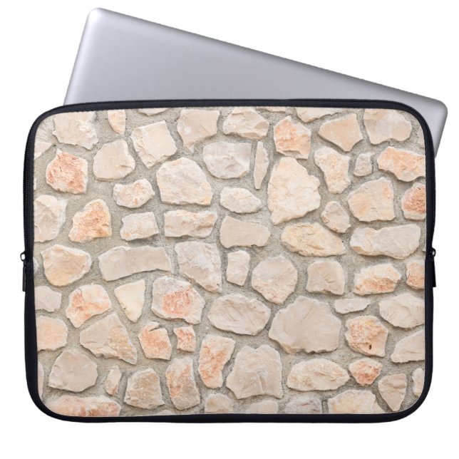 Hintergrund aus grauem Stein, Stein, Textur, Wand, Laptopschutzhülle (Vorderseite)