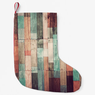 Hintergrund aus Holz Vintager Wallpaperbackgro Kleiner Weihnachtsstrumpf