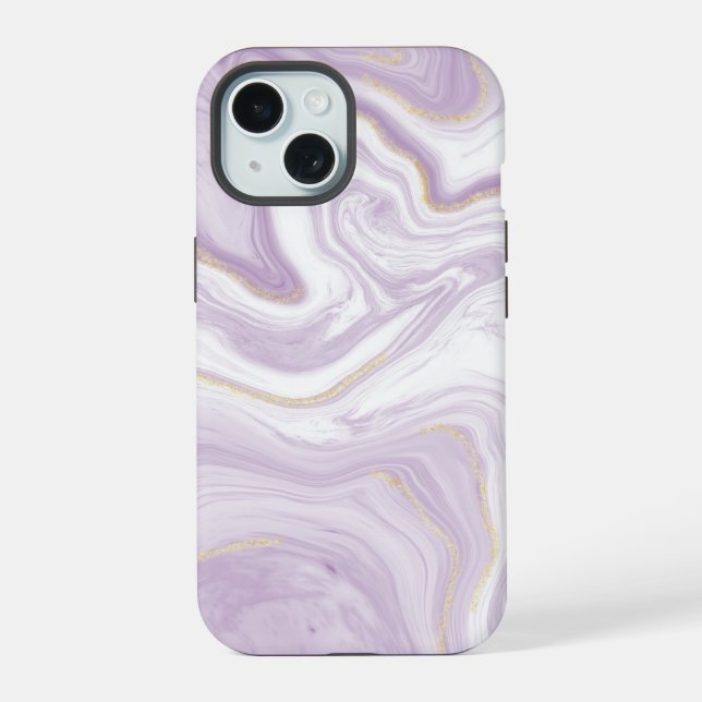 Hintergrund aus lila Marmor iPhone 15 Hülle (Rückseite)