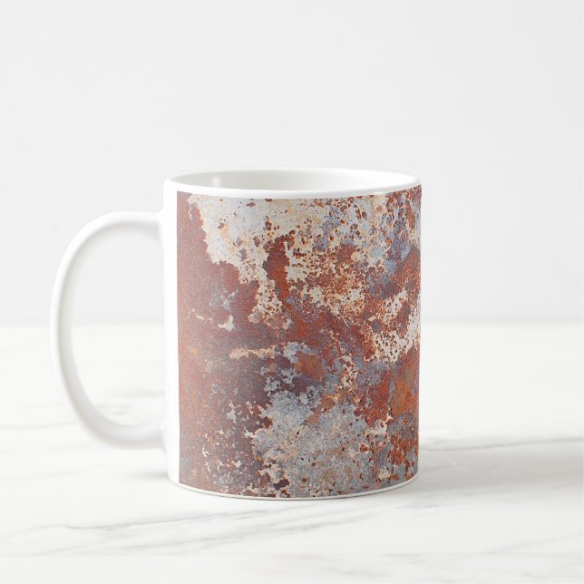 Hintergrund aus rostfreiem Metall Kaffeetasse (Links)