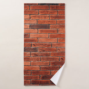 Hintergrund aus rotem Ziegelstein, Wand Badehandtuch