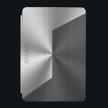 Hintergrund aus schwarzem und silberfarbenem Metal iPad Mini Hülle<br><div class="desc">Schwarz-silber geometrischer Hintergrund,  metallisches Aussehen mit anpassbarem Hintergrund.</div>