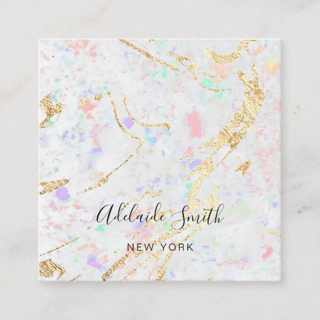 Hintergrund aus weißem Edelstein Quadratische Visitenkarte (Vorderseite)