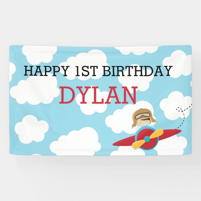 Hintergrund / Banner (blau und rot mit Pilot) (Horizontal)