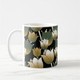 Hintergrund-Blume-Pflanze des grünen Blumenmusters Kaffeetasse