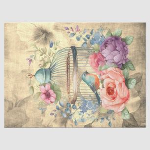Hintergrund-Decoupage des Blumenkäfigs Seidenpapier