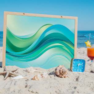 Hintergrund der abstrakten blauen grünen Ozeanwell Poster