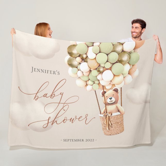 Hintergrund der Bärenballons Grüne Gold-Dusche Fleecedecke (Beispiel)