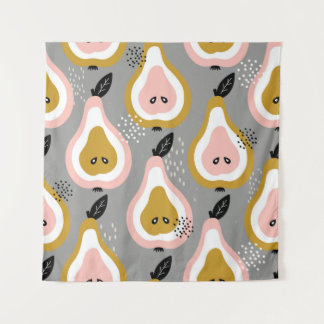 Hintergrund der Birnen. Handgezeichnete Abbildung. Wandteppich