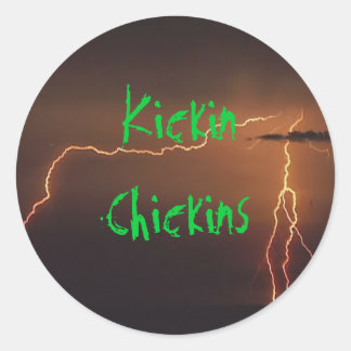 Hintergrund der Blitze, Kickin Chickins Runder Aufkleber