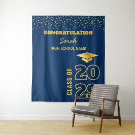 Hintergrund der Blue & Gold Custom Graduation Part Wandteppich