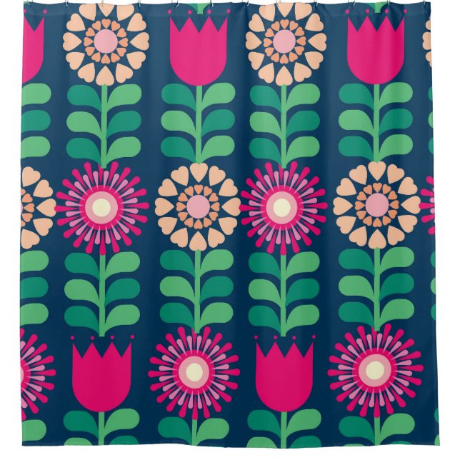 Hintergrund der Blume, Vintage künstlerische Darst Duschvorhang (Vorderseite)