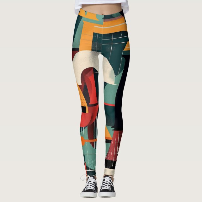 Hintergrund der bunten Buchstabenformen Leggings (Vorderseite)