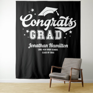 Hintergrund der Glückwunsch Grand Black Graduation Wandteppich