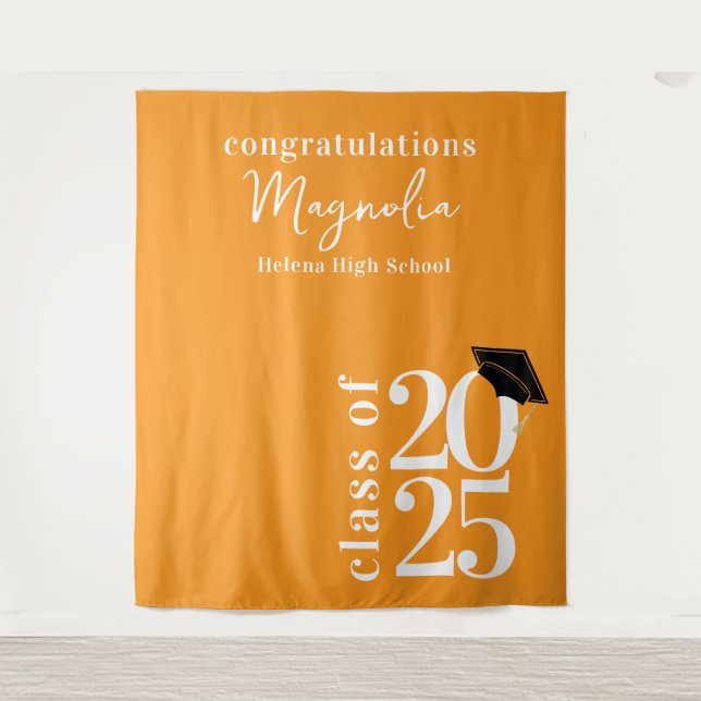 Hintergrund der Graduation Cap-Banner 2025 Wandteppich (Vorderseite)