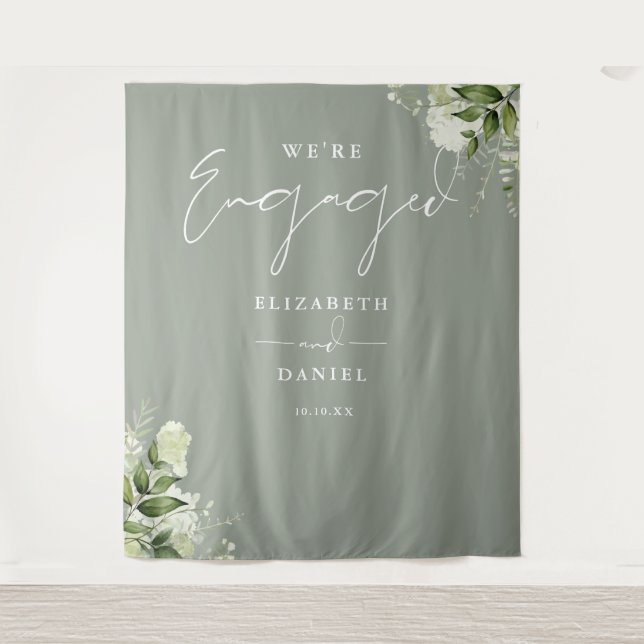 Hintergrund der Grünen Sage Green Engagement Party Wandteppich (Vorderseite)