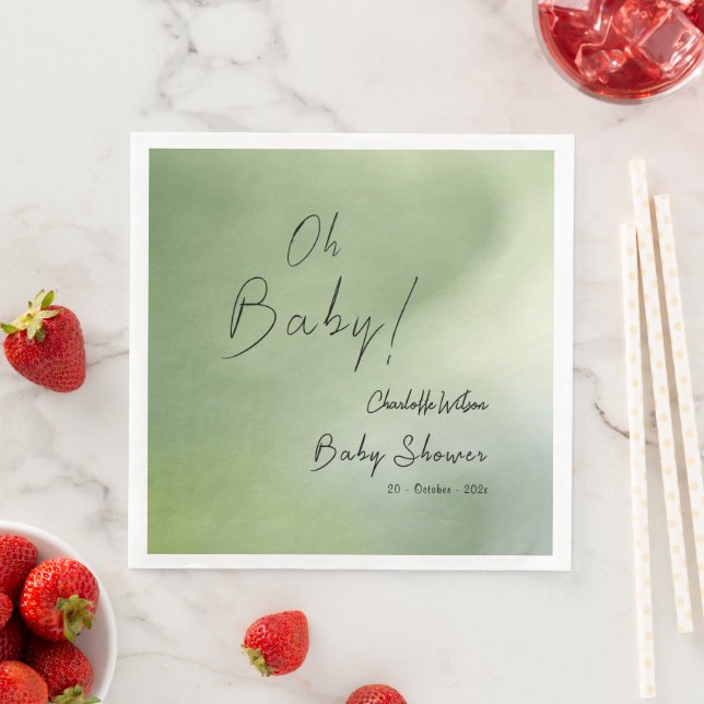 Hintergrund der grünen Wasserfarbe für Babydusche Serviette (Beispiel)