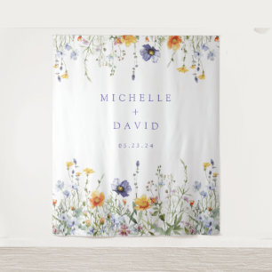 Hintergrund der Hochzeit von Wildblumen Wandteppich