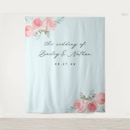 Hintergrund der Hochzeitsfotografie im blauen Fran Wandteppich