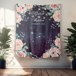 Hintergrund der Hochzeitskabine Lila Sparkle Wandteppich