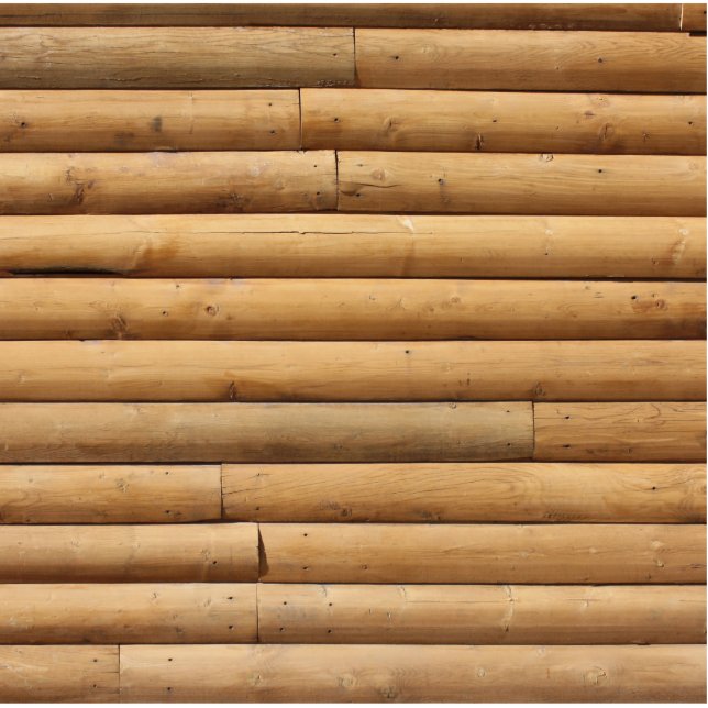 Hintergrund der Imitate Blockhüttenseite Freistehende Fotoskulptur (Vorne)