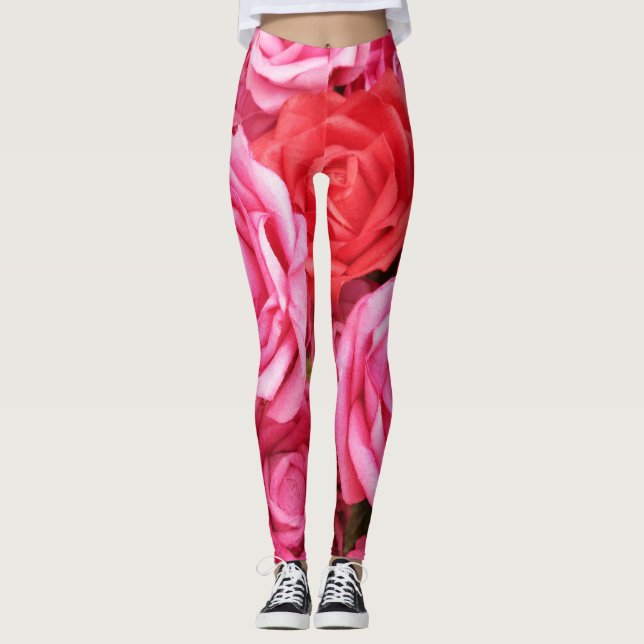 Hintergrund der künstlichen Rote Rose Leggings (Vorderseite)