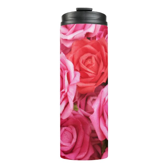 Hintergrund der künstlichen Rote Rose Thermosbecher (Vorderseite)