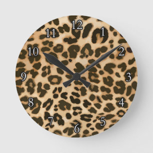 Hintergrund der Leopard-Printmedien Runde Wanduhr