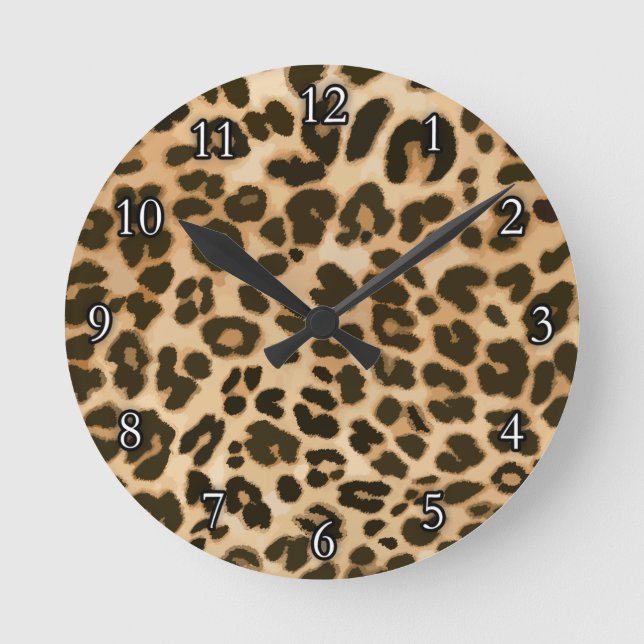 Hintergrund der Leopard-Printwerbung Runde Wanduhr (Vorderseite)