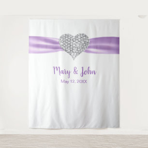 Hintergrund der Lila Hochzeitskamera Diamond Heart Wandteppich