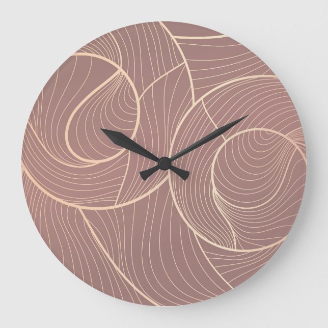 Hintergrund der Luxus Gold Lines Muster Große Wanduhr (Vorderseite)