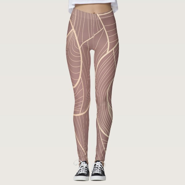 Hintergrund der Luxus Gold Lines Muster Leggings (Vorderseite)